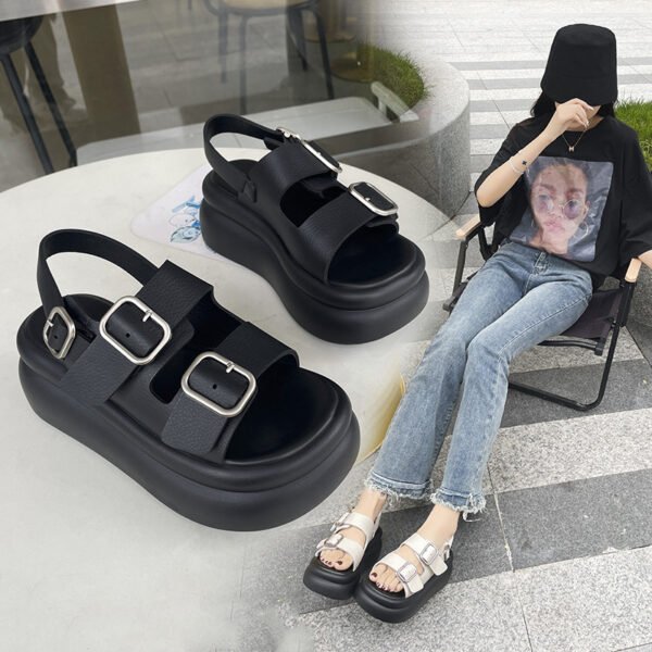 Women's Platform Sandals With Belt Buckle - Image 7