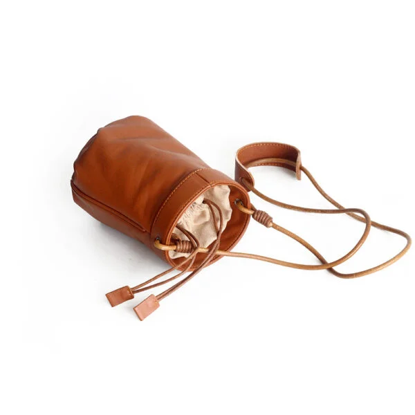 Bags Women'S Fashion Shoulder Bag Women'S Korean Style Women'S Top Layer Cowhide Literary Women'S Small Bucket Bag - Image 4