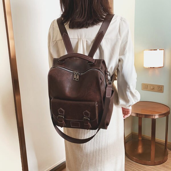 Autumn And Winter New Korean Fashion Trendy Leather Large-capacity Backpack - Image 3