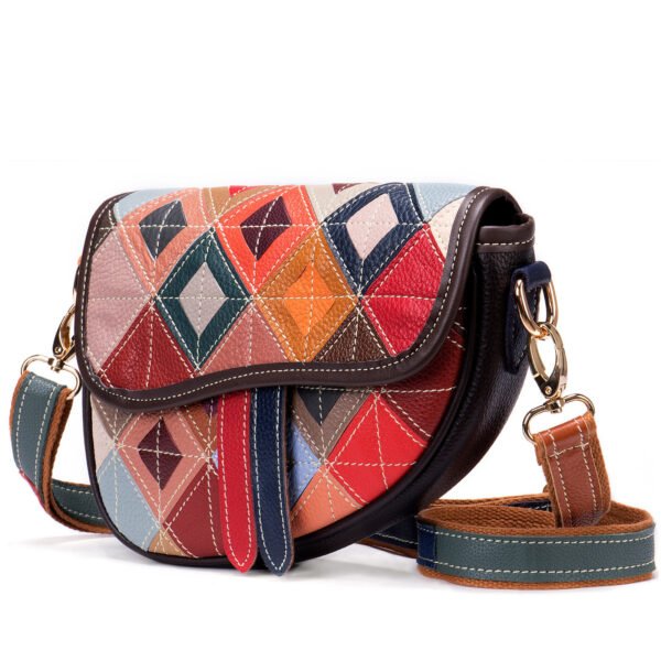 Women's Leather Shoulder Bag Ethnic Style Rhombus Diagonally Across The Toe-layer Cowhide Saddle Bag Wholesale - Image 4