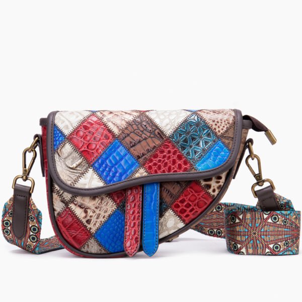 Women's Leather Shoulder Bag Ethnic Style Rhombus Diagonally Across The Toe-layer Cowhide Saddle Bag Wholesale - Image 5