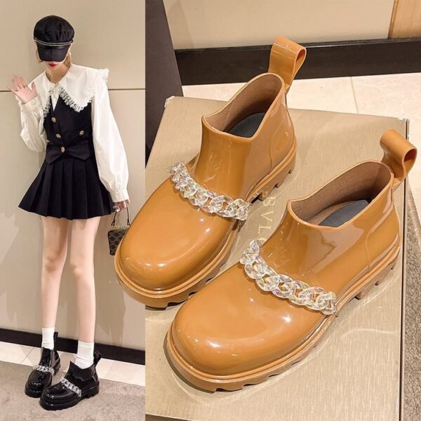 Women's Outerwear Fashion Chain Platform Rain Boots - Image 7