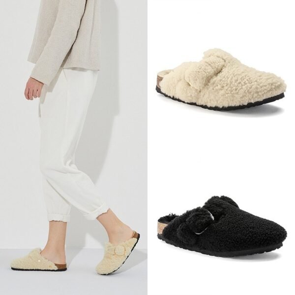 Women's Fleece-lined Baotou Cork Fluffy Slippers - Image 7