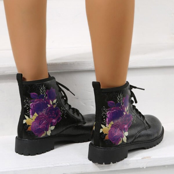 Autumn Casual Lace Up Ankle Boots Round Head Chunky Heel Boots - Image 7