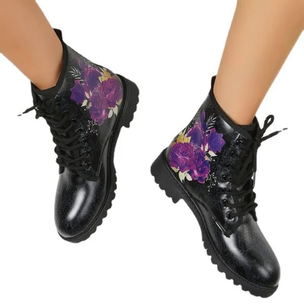 Autumn Casual Lace Up Ankle Boots Round Head Chunky Heel Boots - Image 8