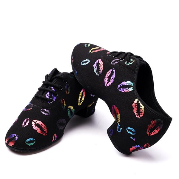 Autumn And Winter Color Lip Print Professional Dancing Shoes - Image 8