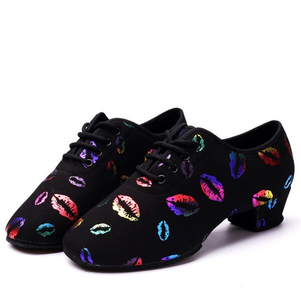 Autumn And Winter Color Lip Print Professional Dancing Shoes - Image 9