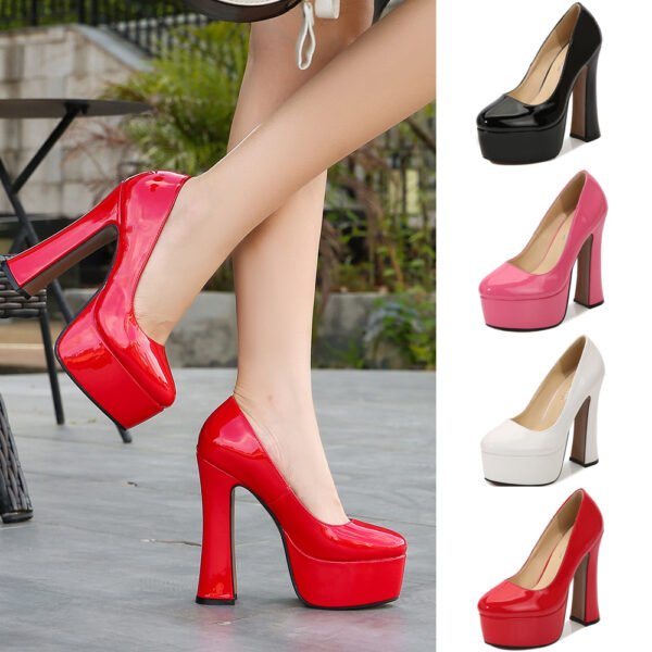 14cm Round Head Thick Heel Houndstooth Not Tired Feet High Heels