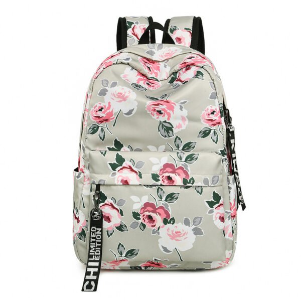 Backpack Printed Flowers Nylon Waterproof Ethnic Travel - Image 3