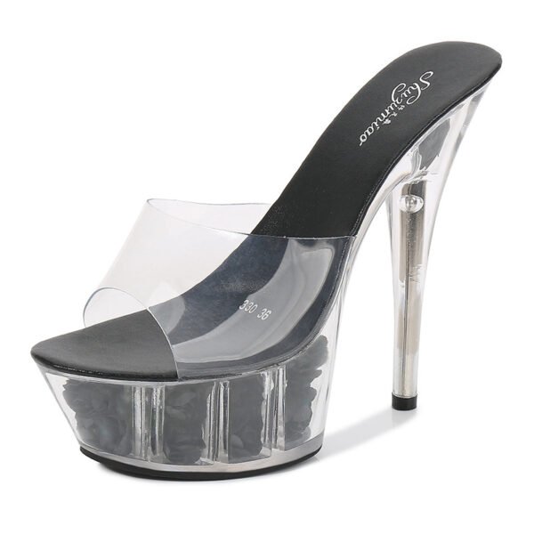 Women's High Heel Slippers With Crystal Sole - Image 10