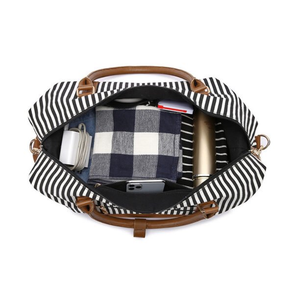 Women's Hand Striped Canvas Duffle Bag - Image 4