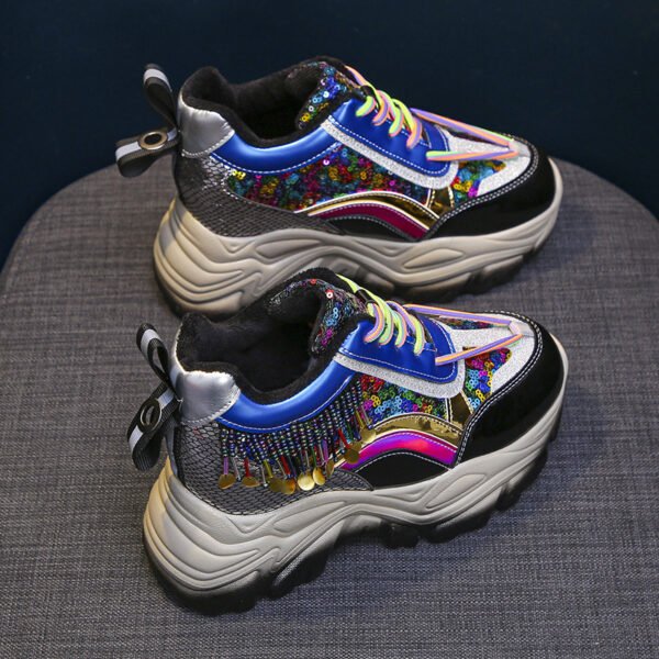 Women's Plush Color Sequin Casual Sports Shoes - Image 3