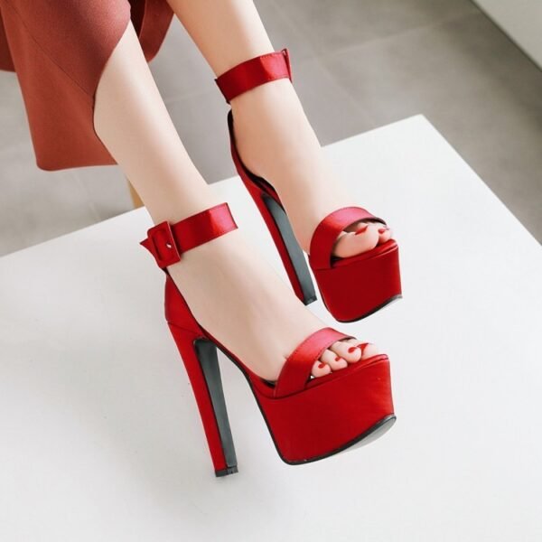 16CM SUPER HEEL PLATFORM SATIN ROMA SANDALS - Image 2