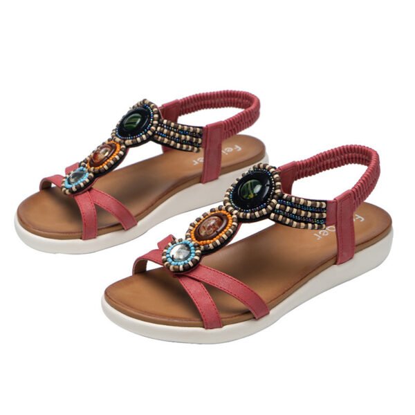 Boho Ethnic Anti-Slip Beaded Elastic Sandals - Image 7