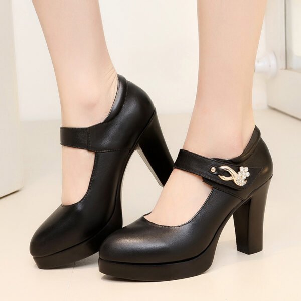 Women's Faux Leather High Heels - Image 8