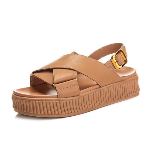 Women's New Platform Casual Flat Leather Sandals - Image 4