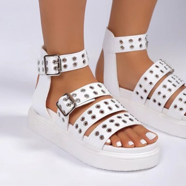 Women's Open Toe Thick Bottom Outdoor Rivet Button Sandals - Image 2