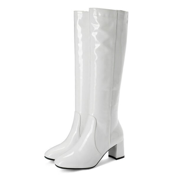 Plus Size Patent Leather High Heel Long Boots - Image 4