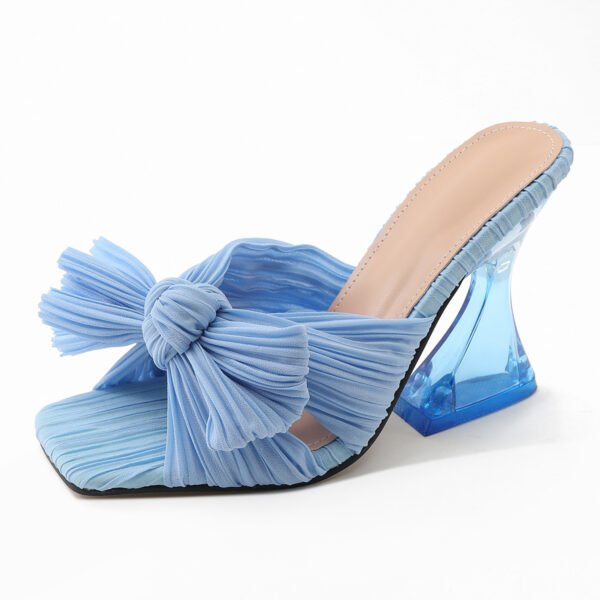 Women's Plus Size Shaped Heel Satin Sandals - Image 5