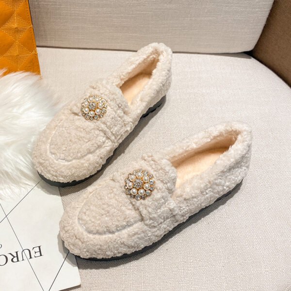 Women's Outdoor Shoes Autumn And Winter Lamb Wool Flat Bottom Slip-on Thick Bottom Plus Size - Image 10