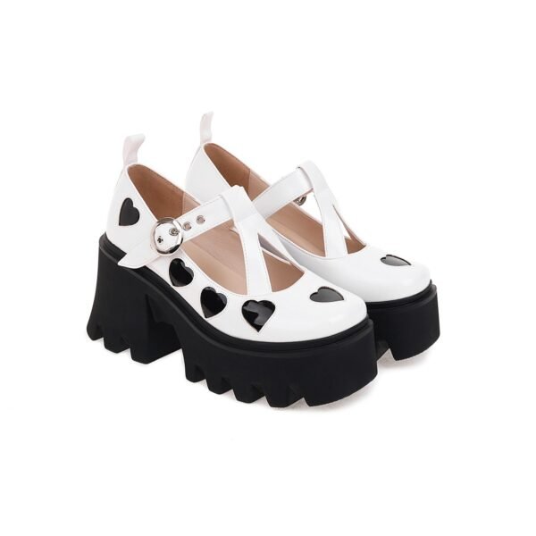 Women's Large Size Round Toe Platform Cross Strappy Shoes - Image 4