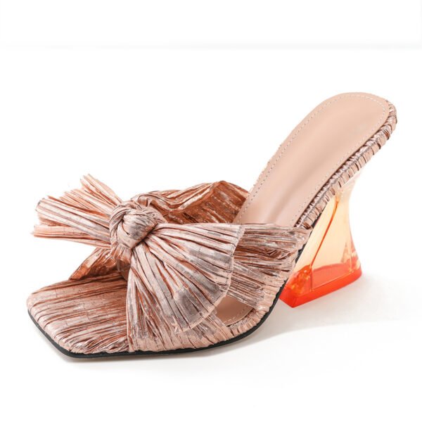 Women's Plus Size Shaped Heel Satin Sandals - Image 8