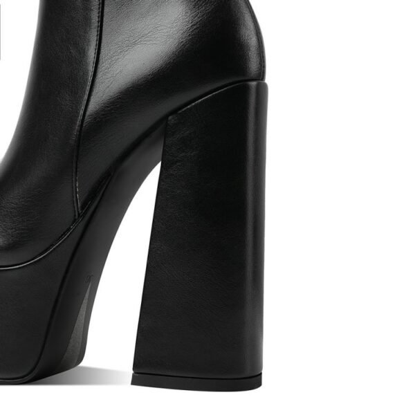 Women's Plus Size Chunky High Heel Ankle Boots - Image 4