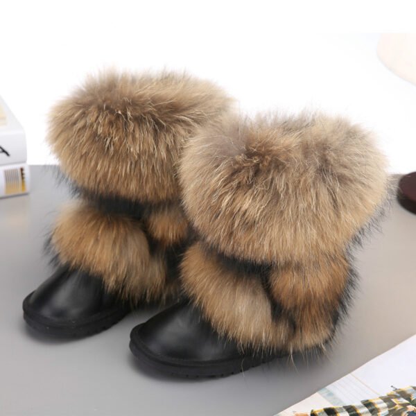 Women's Winter Mid-calf Fox Fur Snow Boots - Image 6