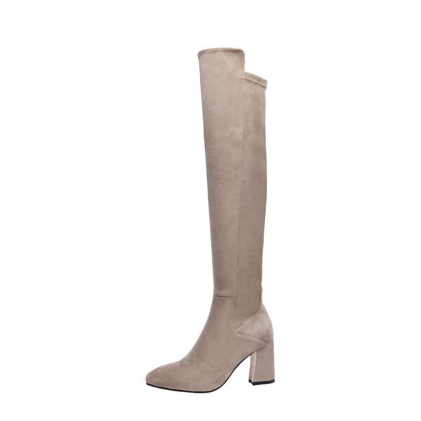 Women's Over Knee Boots High Pointed Toe Mid Heels - Image 7