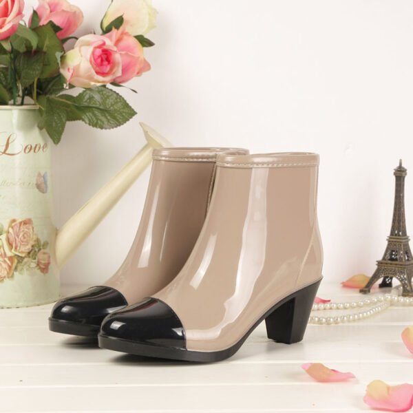 Women's Non-slip Mid-to-low Tube High-heeled Rain Boots - Image 6