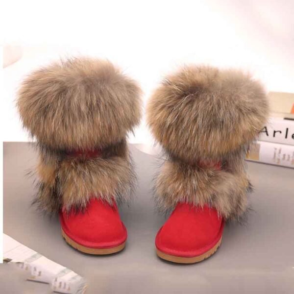 Women's Winter Mid-calf Fox Fur Snow Boots - Image 4