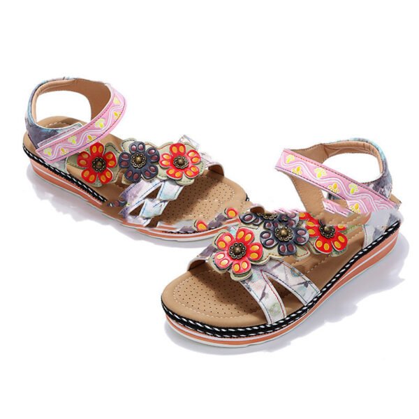 Women's Plus Size Ethnic Flower Platform Sandals - Image 4