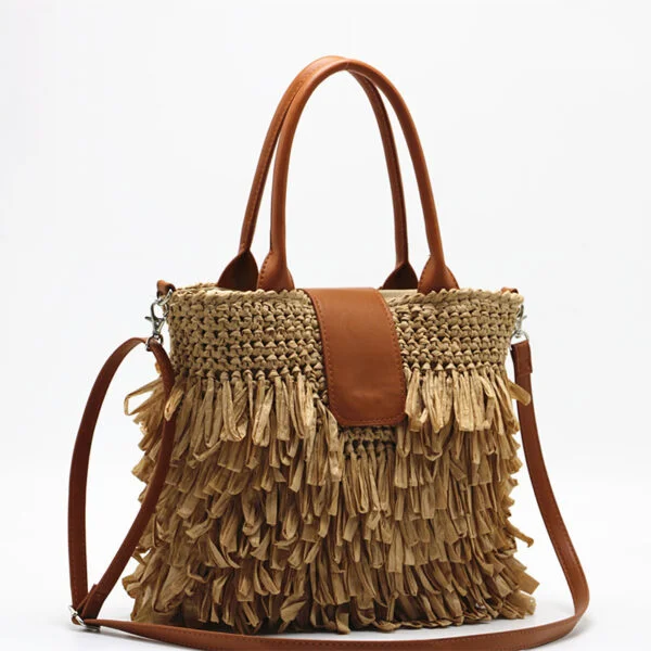 Women's Woven Hand One Shoulder Messenger Bag - Image 4