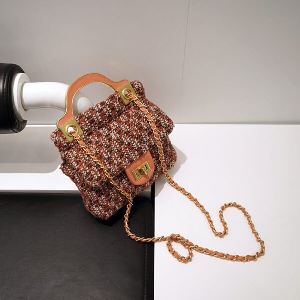 All-match Cute Checkerboard Plush Diagonal Chain Bag Girl - Image 3