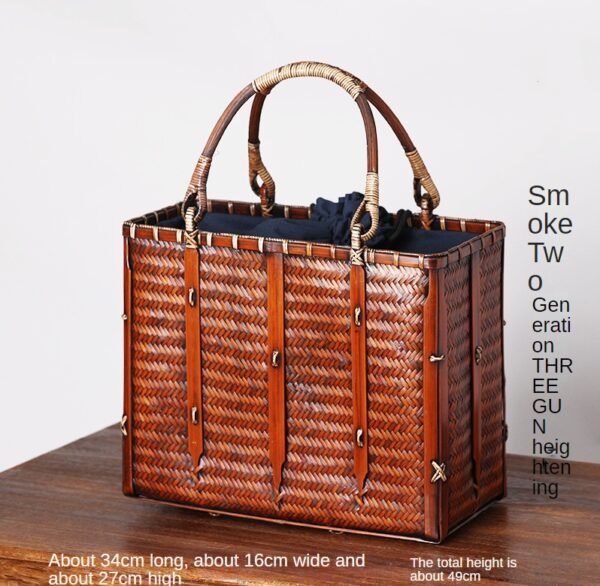 Bamboo Woven Storage Bag Antique Literary Ladies Hand-held - Image 8