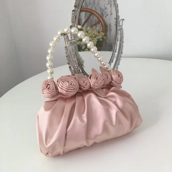 Women's Vintage Pearl Rose Handbag - Image 5