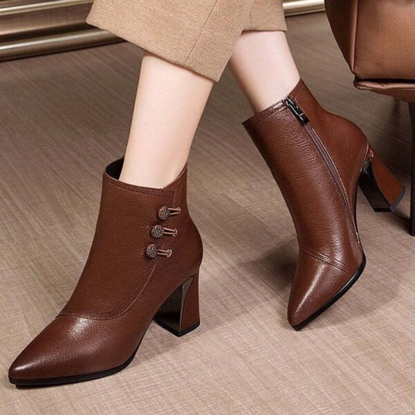 Women's Pointed Toe Chunky Heel Ankle Boots