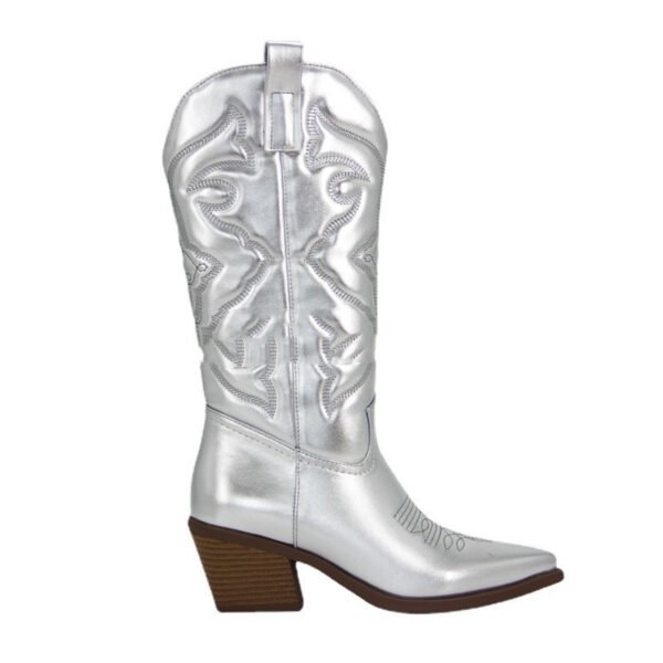 Women's Vintage Big Waist Chunky Heel High Cowboy Boots - Image 4