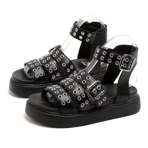 Women's Open Toe Thick Bottom Outdoor Rivet Button Sandals - Image 6