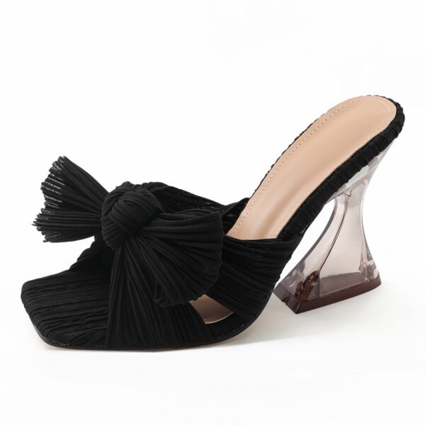 Women's Plus Size Shaped Heel Satin Sandals - Image 3