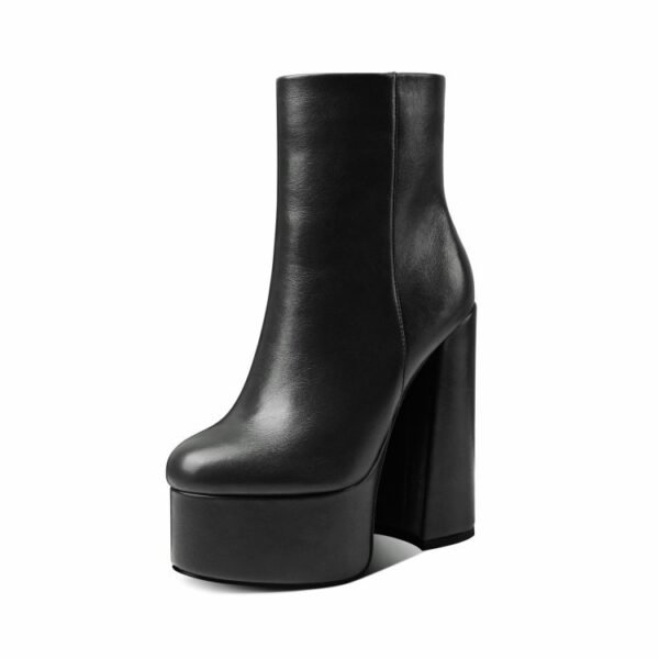 Women's Plus Size Chunky High Heel Ankle Boots - Image 2