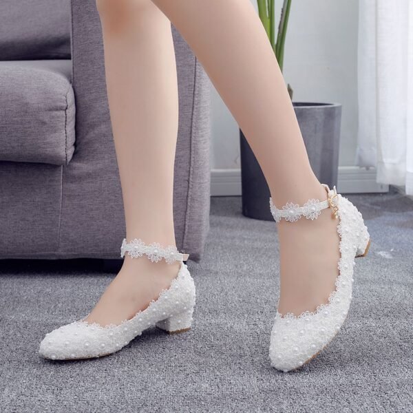 Women's White Lace Wedding Shoes - Image 10