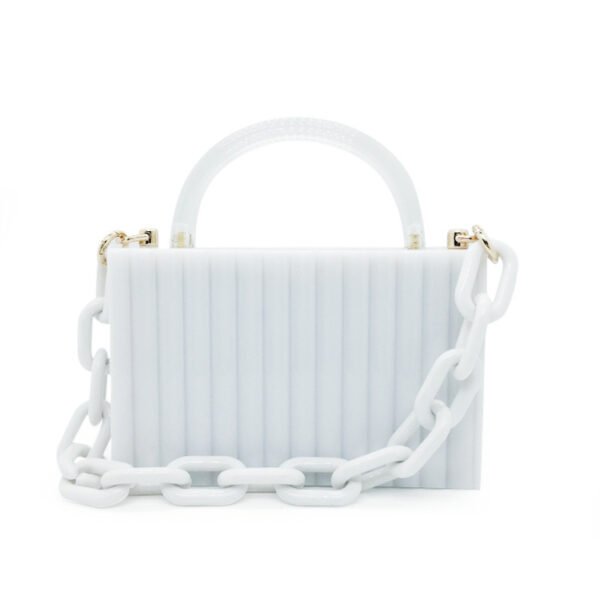 Acrylic Clutch Transparent Handle Vertical Pattern Evening Chain Small Square Bag - Image 3