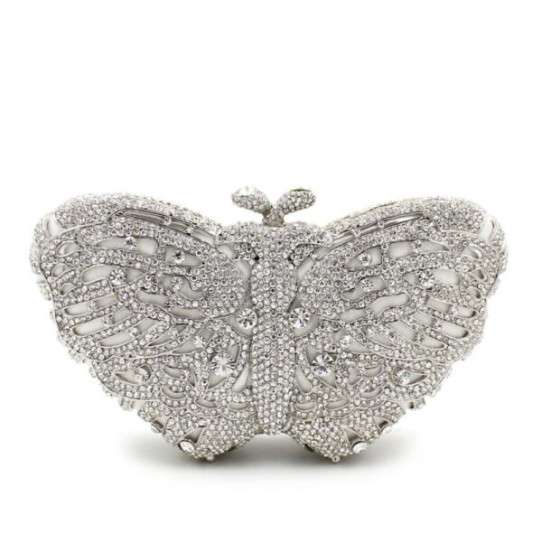 Women's Handmade Diamond Butterfly Shaped Chain Clutch - Image 4