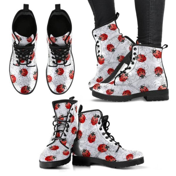 Women's High Help Combat Boots Seven Star Ladybird Cute Cartoon British Work Clothes Boots - Image 2