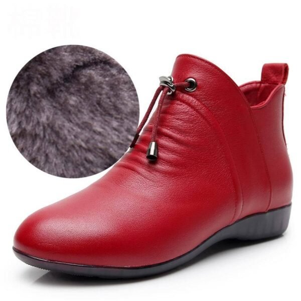 Women's High Top Leather Soft-soled Cotton Flat Boots - Image 5