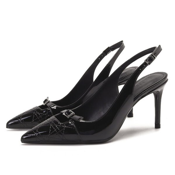 Black Closed Toe Ankle-strap High Heels Sandals - Image 2