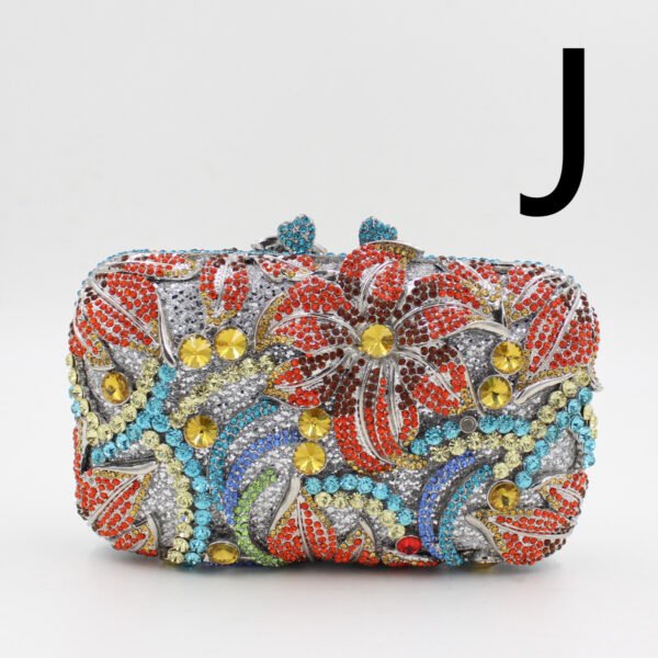 Women's Flower Color Rhinestone Hollow Clutch - Image 2