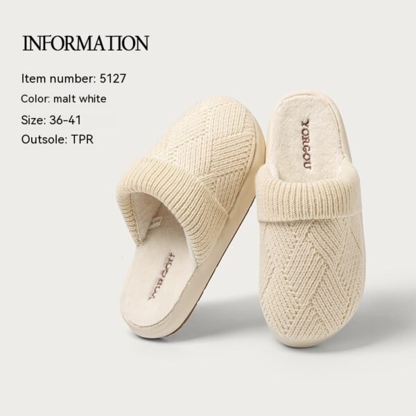 Yuangang Wool Cotton Slippers Women's Fleece-lined Thermal Indoor Floor Thick Bottom Non-slip Household Men's Winter - Image 4