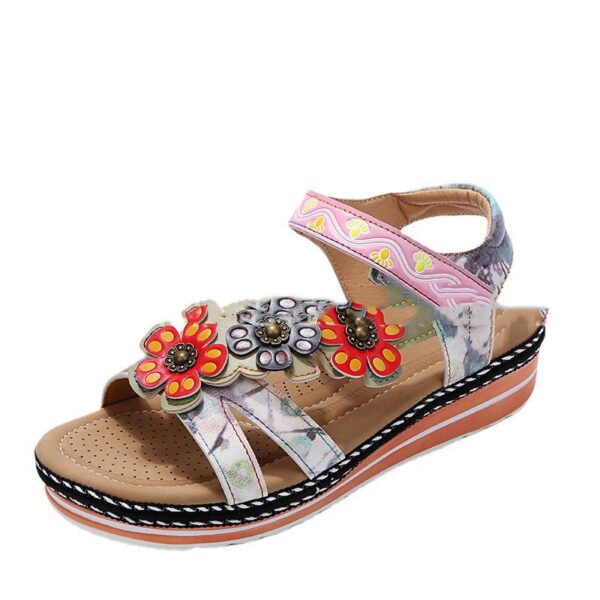 Women's Plus Size Ethnic Flower Platform Sandals - Image 2